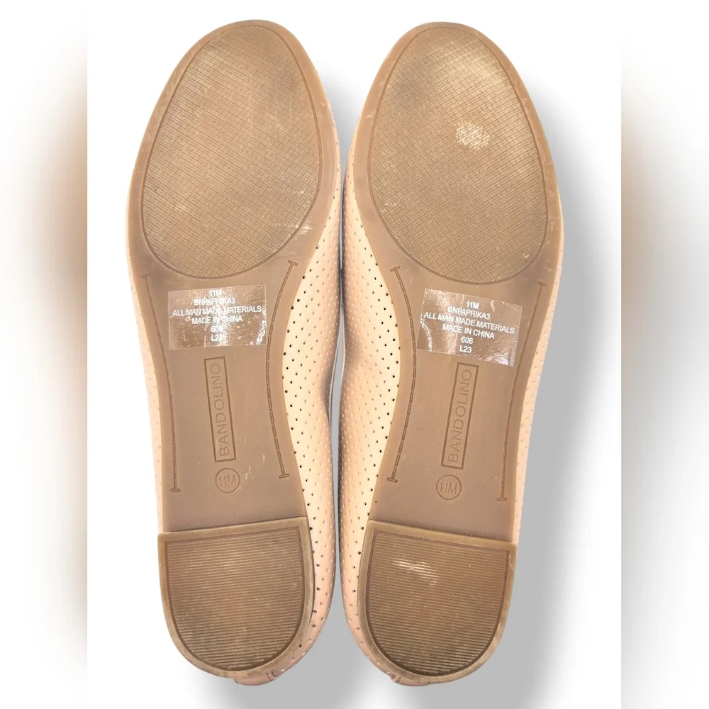 Bandolino Paprika Sz 11M Perforated Breathable Nude Comfy Slip-On Ballet Flats